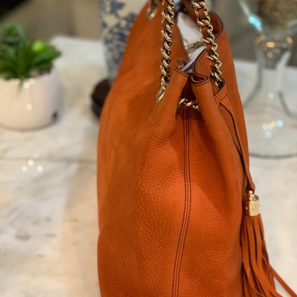 GUCCI SOHO NUBUCK RUST ORANGE CHAIN SHOULDER BAG - Picture 4 of 16